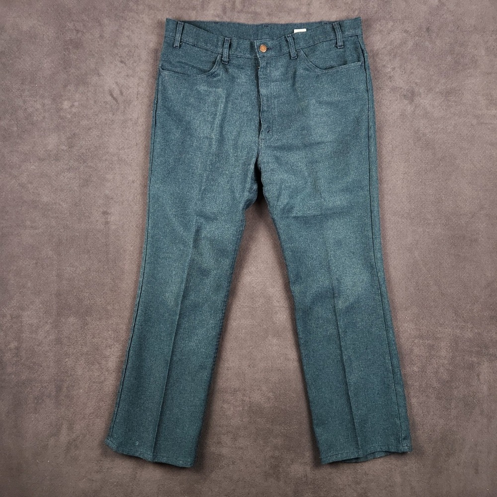 Vintage‎ Levis 10517-9018 Darcon Blue Bootcut Pants Mens 38x30 Made In USA